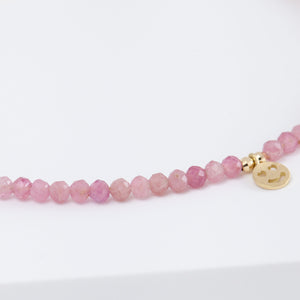Smiley pink tourmaline beads bracelet