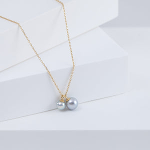 Baby Akoya pearl double pearl necklace