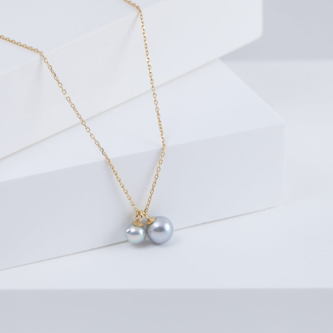 Baby Akoya pearl double pearl necklace