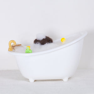 Fluffy - dachshund bath time