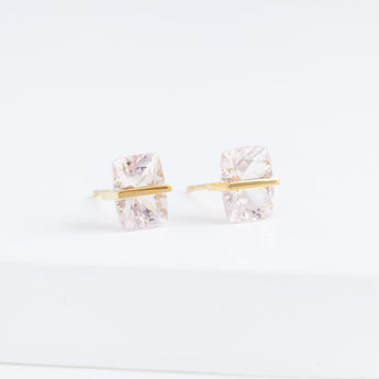 Band rectangular morganite studs