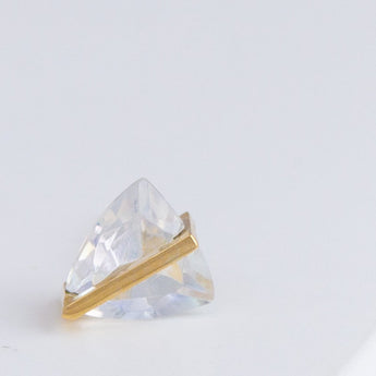 Band triangle moonstone studs