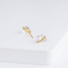 Load image into Gallery viewer, Band triangle moonstone studs

