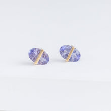 Load image into Gallery viewer, Band oval tanzanite studs
