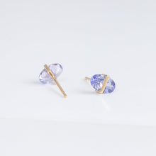 Load image into Gallery viewer, Band oval tanzanite studs

