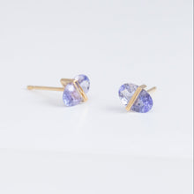 Load image into Gallery viewer, Band oval tanzanite studs
