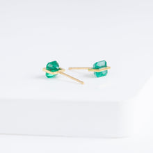 Load image into Gallery viewer, Band one-of-a-kind square emerald studs
