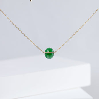 Band one-of-a-kind forest green jade necklace