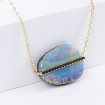 Band one-of-a-kind boulder opal necklace B