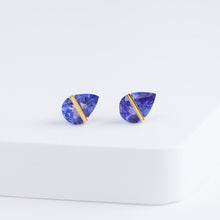 Load image into Gallery viewer, Band pear tanzanite studs
