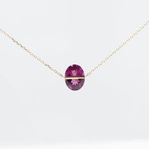 Band one-of-a-kind oval grape garnet necklace