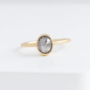 OOAK Oval salt and pepper diamond ring