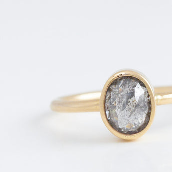 OOAK Oval salt and pepper diamond ring