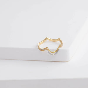 Silver linings diamond chain ring