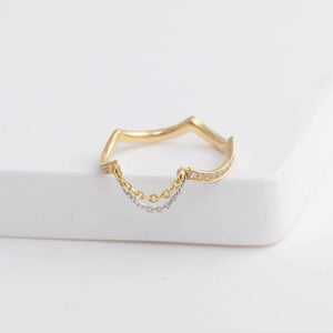 Silver linings diamond chain ring