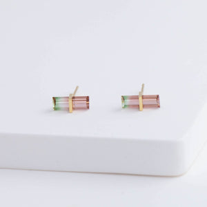 Band watermelon tourmaline studs
