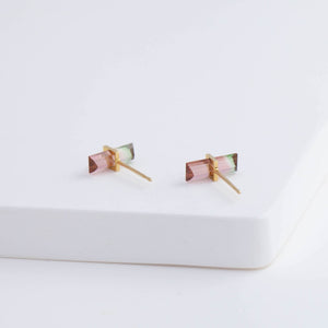 Band watermelon tourmaline studs