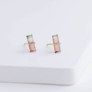 Band watermelon tourmaline studs