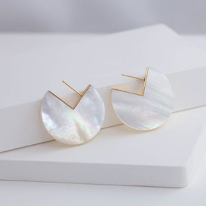 Slice mother of pearl earrings - medium