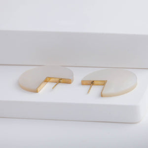 Slice mother of pearl earrings - medium