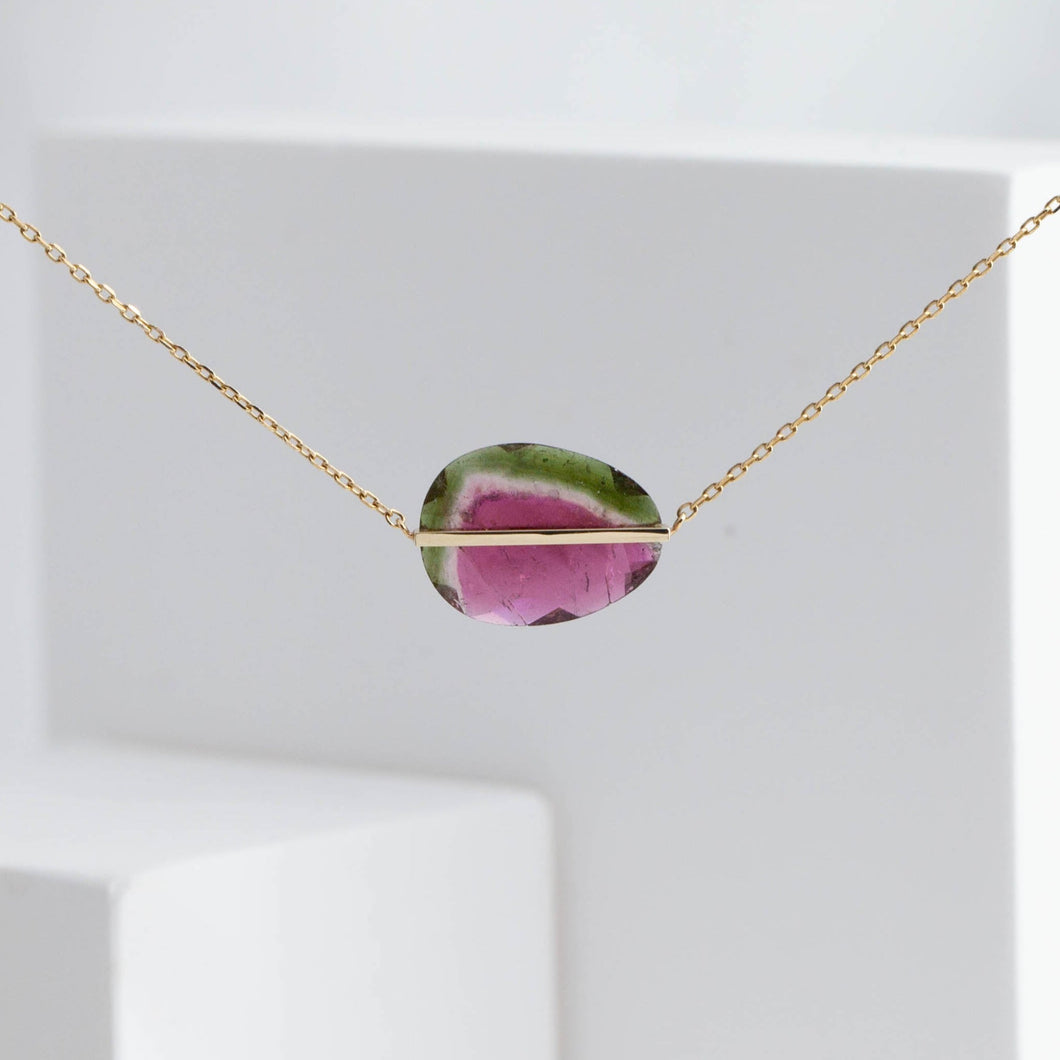 Band one-of-a-kind watermelon tourmaline necklace