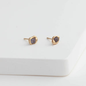 One-of-a-kind sapphire nugget studs
