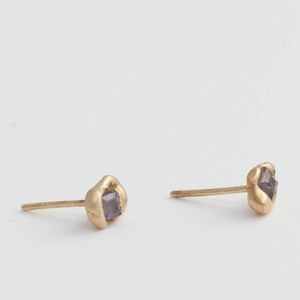 One-of-a-kind sapphire nugget studs
