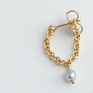 14K chain hoops with pearls