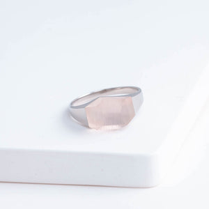 Mini rock rose quartz ring - silver