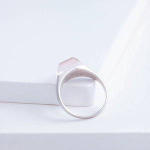 Mini rock rose quartz ring - silver