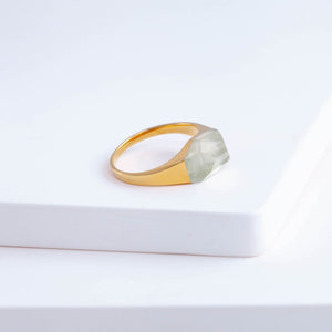 Mini rock green aquamarine ring