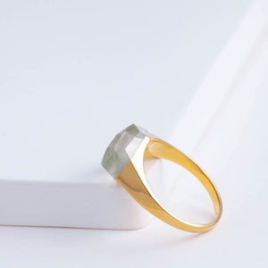Mini rock green aquamarine ring