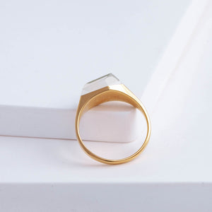 Mini rock green aquamarine ring