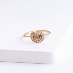One-of-a-kind pebble brown diamond slice ring