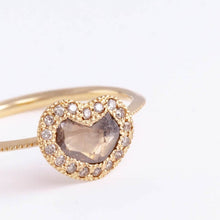 Load image into Gallery viewer, One-of-a-kind pebble brown diamond slice ring
