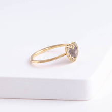 Load image into Gallery viewer, One-of-a-kind pebble brown diamond slice ring

