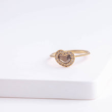 Load image into Gallery viewer, One-of-a-kind pebble brown diamond slice ring
