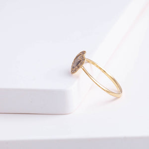 One-of-a-kind pebble brown diamond slice ring