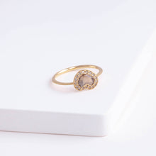 Load image into Gallery viewer, One-of-a-kind pebble brown diamond slice ring
