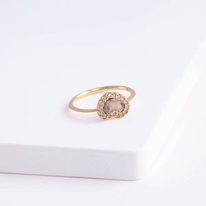 One-of-a-kind pebble brown diamond slice ring