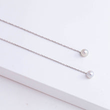 Load image into Gallery viewer, Baby Akoya pearl single pearl drop platinum earrings
