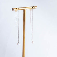 Load image into Gallery viewer, Baby Akoya pearl single pearl drop platinum earrings
