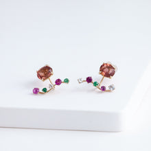 Load image into Gallery viewer, Rich Fairy pink tourmaline and mixed precious stones earrings
