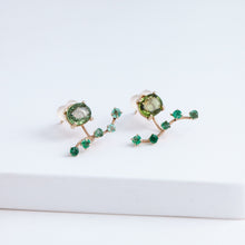 Load image into Gallery viewer, Rich Fairy green sapphire and emerald earrings
