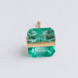 Band emerald studs