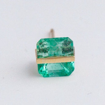 Band emerald studs