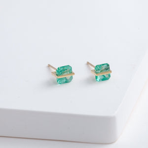 Band emerald studs