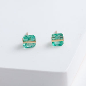 Band emerald studs
