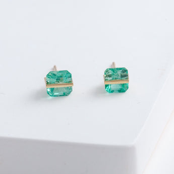 Band emerald studs