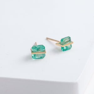 Band emerald studs